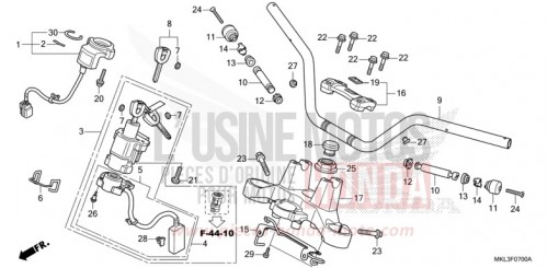 TUYAU DE GUIDON/PONT SUPERIEUR NC750XDK de 2019